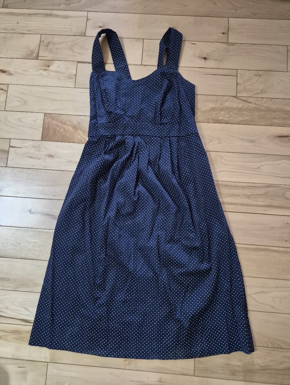 Motherhood Navy and White Polka Dot Midi Dress